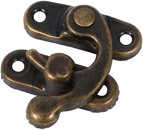 Serratura Antica, 12X Antique Sinistra/Destra Gancio a Scatto Hasp Chiusura Corno Cassetto Cerniera Armadietto con Viti Decorativo Gioielli Vino Scatola di Legno(right-Bronze) - Honorern