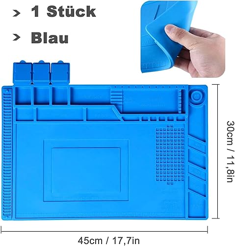 Tappetino Magnetico per Saldatura, Tappetino per Riparazioni Resistente al Calore da 500℃, Tappetino da Lavoro per Riparazioni di Saldatura, 45x30 cm, per Saldare, Riparare Componenti Elettronici - Honorern