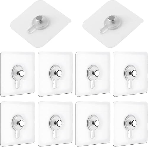 10 Pezzi Gancio Viti Autoadesive, Appendi Quadri Senza Chiodi, Ganci Adesivi Trasparenti Impermeabile, per Appendere Quadri, Foto, Pittura, Orologio, No Foratura - Honorern