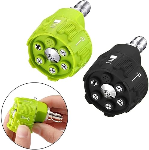 Ugello 6-in-1 Power Wash con attacco rapido 1/4 di pollice punta rotante per idropulitrice, angoli di spruzzo regolabili 0-40°, modalità sapone e risciacquo - Honorern