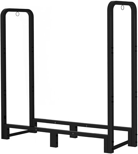 Artibear Portalegna da ardere per esterni, 2,4 m, resistente, per camini interni, in metallo e legno, nero opaco - Honorern