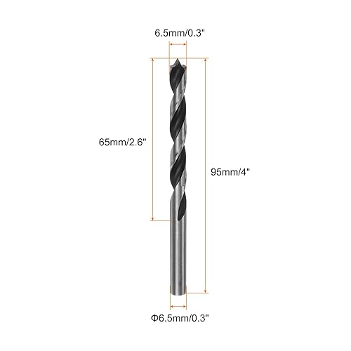 Punte Trapano Brad Point 6.5mm(16/64') Dia Punta Dritta Codolo Tondo Punta Brad Metrica 2.6' Profondità Foratura Punta Elicoidale Spirale per Falegname Legno Plastica Gomma - Honorern