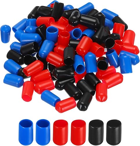 90pz Tappi Terminali in Gomma 6.5mm(1/4') Id Copertura Tappo Bullone per Tubi Rotondi in Vinile Pvc, Protettori a Vite, Nero Rosso Blu - Honorern