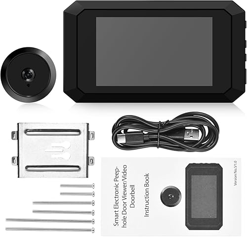 Videocitofono, 3.5 'Digital Door Peephole Camera, 2MP LCD Digital Door Spioncino Viewer, 120 gradi a colori infrarossi Camera Monitor porta 1080P, Batteria integrata 1400mAh, Tipo-C - Honorern