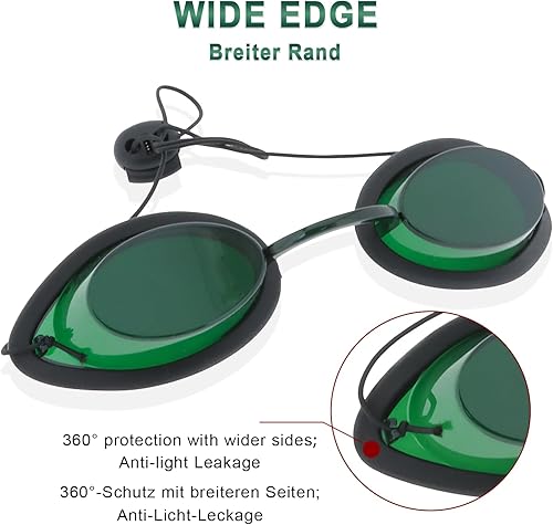 MCWlaser Occhiali di sicurezza laser, occhiali protettivi IPL, per cliniche di bellezza, strumenti di bellezza, occhiali abbronzanti, benda per occhi per luce LED a infrarossi UV - Honorern