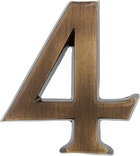 numero civico 4 in ottone 10 cm I numeri civici per casa e porta I numero civico 3D I targhette con numero civico in nobile ottone antico 3D design - Honorern