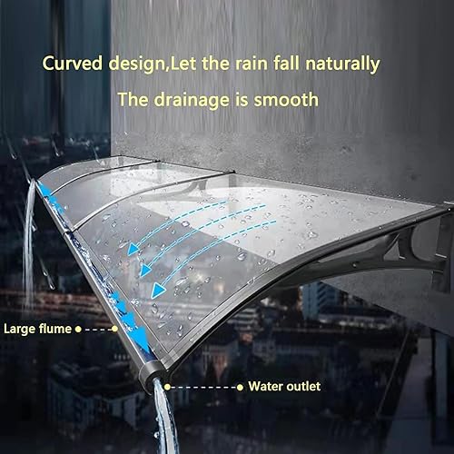 Pensilina da Esterno Tenda da Pensilina in Policarbonato 80x170cm, Pensilina Tettoia per Porta Balcone Esterno Finestre Ingresso, Tettoia per Porta E Ingresso Protezione UV - Honorern