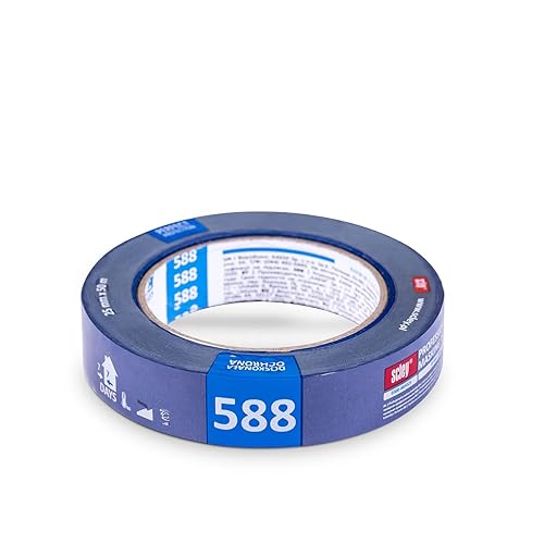 nastro di carta, Larghezza 25mm, Lunghezza 50m, 3 pezzo, nastro carta imbianchino, nastro adesivo carta, nastro mascheratura, nastro adesivo blu, Serie *588*, A0303-885025 - Honorern
