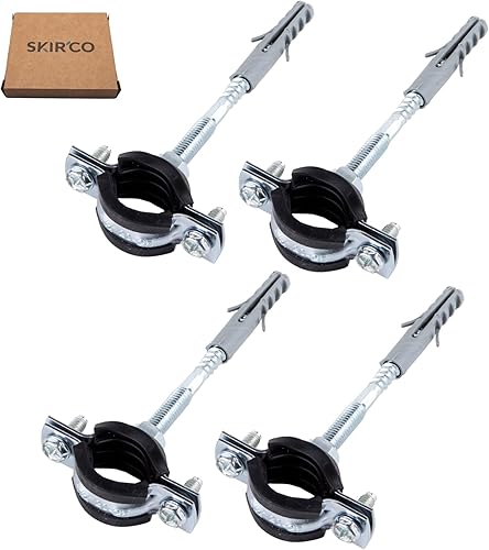 SKIR'CO Confezione da 2 staffe per tubi con rivestimento in gomma nera per tubi Ø 20-25 mm, per montaggio a parete e soffitto (2 pezzi) - Honorern