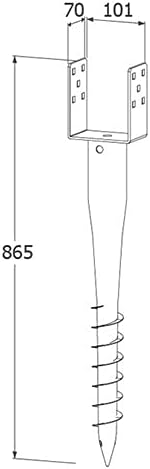 Zincato vite in recinzione palo supporto supporto base con staffa quadrata 100 mm x 865 mm - Honorern