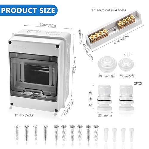 Quadro Elettrico Esterno Interno, 8 Vie Quadro Elettrico 8 Moduli Scatola Stagna IP65, Scatola Elettrica da Esterno Impermeabile IP65 per Stazioni di Ricarica, Esterni, Giardini - Honorern
