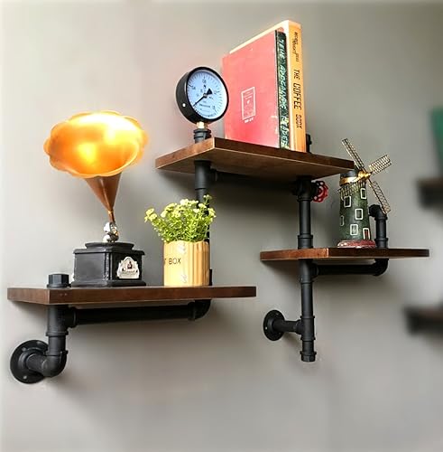 shelf Mensole da Muro Mensole a Muro Retro Parete a Tre Piani Portapacchi Industriale in Ferro battuto scaffalature da Muro for Bar Ristorante mensole Loft Living Room personalità Unica della Moda - Honorern