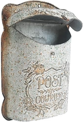 Chic Cassetta Postale Vintage per Montaggio a Parete - Scatole Postali per Esterni in Metallo - Stile Retrò Grigio - Honorern