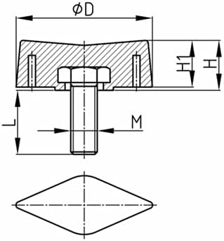 4 viti a battente in plastica con bulloni filettati in acciaio M6 x 33 mm - Honorern