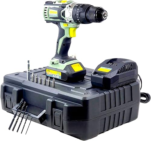 Set Trapano Avvitatore a Percussione 20V con 13 Accessori - 2 Velocità, Batteria 2Ah, Mirino LED - Ideale per Fai Da Te e Lavori Professionali - Honorern