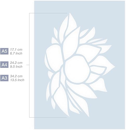 Stencil fiore di loto - Formato A5 - Stencil riutilizzabile per bambini fai-da-te per pittura, cottura, artigianato, parete, mobili - Honorern