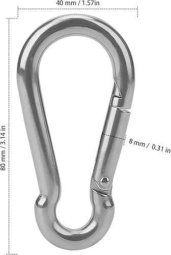 ZEONHAK 12 ganci a scatto M8 in acciaio inox, 80 x 40 mm, clip a molla in acciaio inox 304, moschettoni, connettori a scatto per campeggio all'aperto, pesca - Honorern