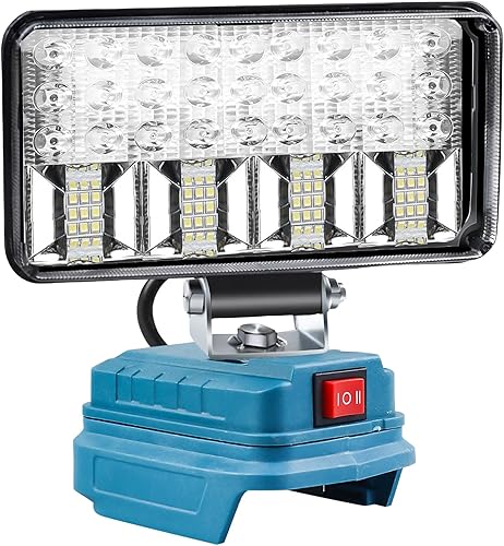 SPORWAY Lampada a batteria per Makita: 18 V, 90 W, luce di inondazione portatile, 2 modalità, lampada da lavoro a LED, batteria con 2 ricarica USB, 7500 lm, per cantieri, emergenze, cantieri - Honorern