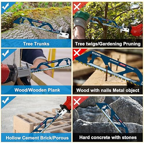 Lama per Sega a Gattuccio, 2pzs Lame per Sega a Gattuccio, Lame Sega a Sciabola, Sega a Mano per Il Taglio di Calcestruzzo Poroso, Mattone Rosso, Cemento Fibra, Resina Epossidica (S1243HM 305mm) - Honorern