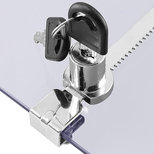 Confezione da 2 serrature a cremagliera, serrature per terrari, serrature per vetrine, con vite di fissaggio, serratura a cricchetto, serratura per porta in vetro, con chiavi diverse - Honorern