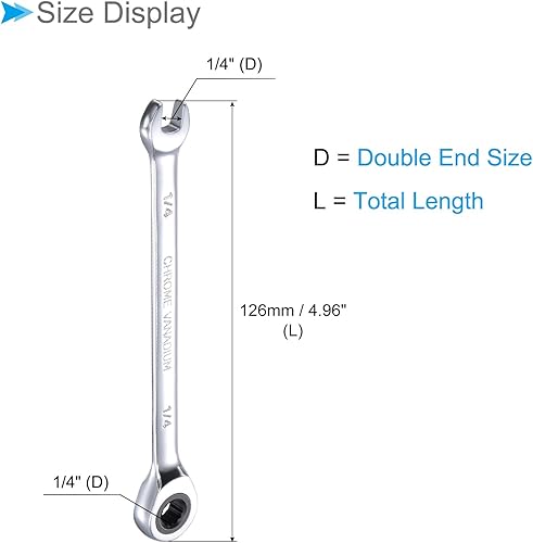 Chiave a Cricchetto, Testa da 1/4' Sae a 72 Denti, Combinazione di Chiavi a Cricchetto in Acciaio al Cromo-Vanadio - (Applicazioni: per Riparazioni Domestiche) - Honorern