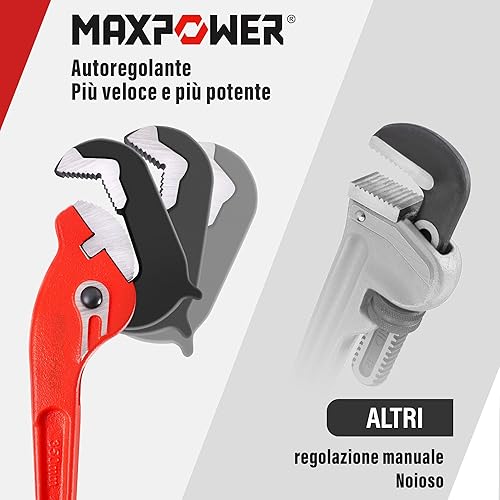 MaxPower Chiave per Tubi con RapidGrip CrV, Chiave Stillson da 350 mm, Giratubi con Apertura Massima 54 mm, Chiave per Tubo Uso con Una Sola Mano - Honorern