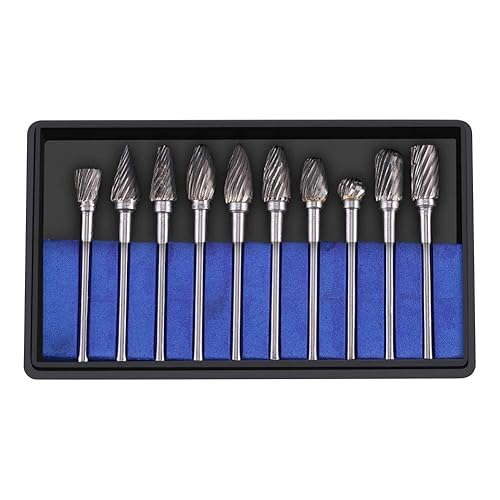 Set di utensili per frese in acciaio al carburo di tungsteno 10 pezzi per intaglio del metallo, lucidatura, incisione, foratura(Single Cut) - Honorern