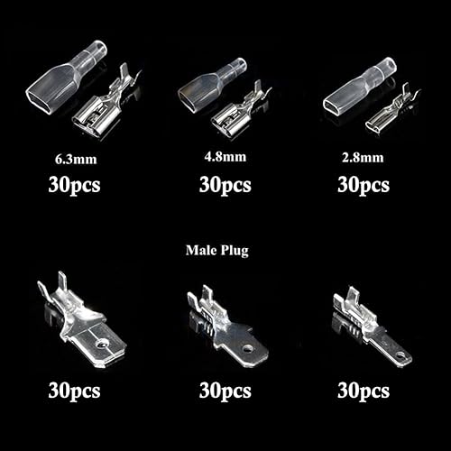 Capicorda Elettrici Connettori, Terminali a Crimpare Kit, Terminale a Crimpare Maschio e Femmina, Connettore a Crimpare Kit, Connettore del Cavo Elettrico, Con Manica, per Altoparlante Audio, 270pcs - Honorern