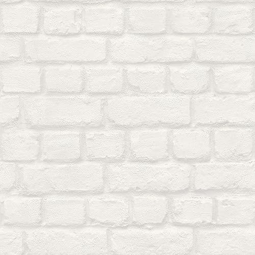Rasch Carta da parati 201710 in carta da parati bianca con effetto pietra, 10,05 m x 0,53 m (lunghezza x larghezza) - Honorern