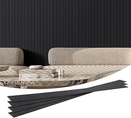VEVOR Pannelli Acustici a Doghe in Legno, 8 Pezzi Pannelli Parete in Legno WPC con Accento per Pareti, Pannelli da Parete in Finto per Decorazioni e Ridurre Rumore, 2450 x 166 x 9 mm, Nero Opaco - Honorern