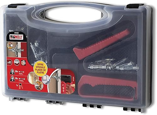 M71940-XJ M71940 - Set di 40 tasselli in metallo + pinze, 30 tasselli in metallo 4 x 33 mm, 10 tasselli in metallo 5 x 36 mm, 41 pezzi, colore: grigio - Honorern