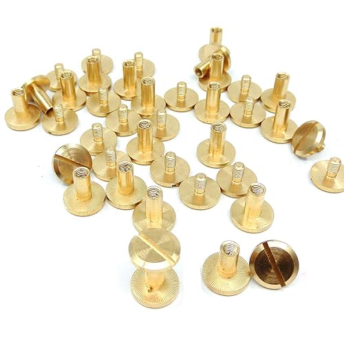 20 Borchie a vite Chicago con testa a stella in Rame Alto grado per libro scrapbook photo album cintura in pelle (4X8mm) - Honorern