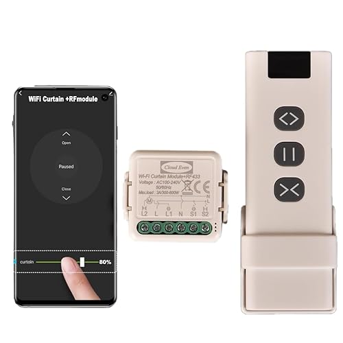 Interruttore Tapparelle rf+WiFi, con Telecomandi RF e Modulo Ricevitore, Controllo Tapparelle Elettriche per Tende e Persiane, 433MHz Modulo Comando Timer, Smart Life app (2) - Honorern