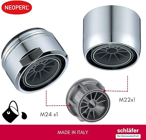 180219 | Cartuccia Filtro Universale, inserto Aeratore per Rubinetto bassa pressione M24-M22, compatibile con Aeratore NEOPERL Neostrahl Anticalcare, Risparmio Acqua M22x1 e M24x1-2 Pz. - Honorern
