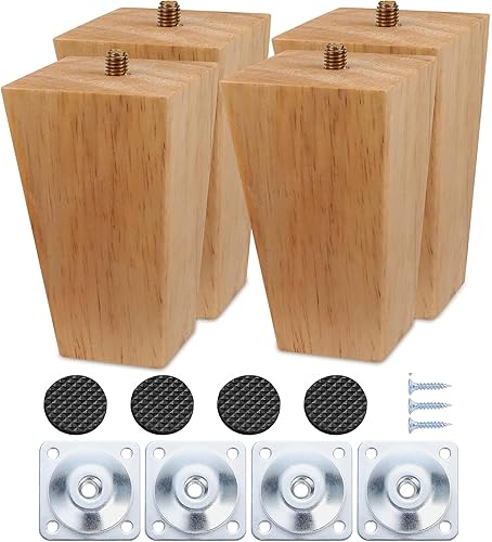 Piedini per Mobili in Legno 4 Pezzi 15 cm Gambe in Legno per Mobili Gambe Poltrona per Comò Piedini di Ricambio per Divano Metà Secolo per Divano, Letto, Poltrona, Armadio - Honorern