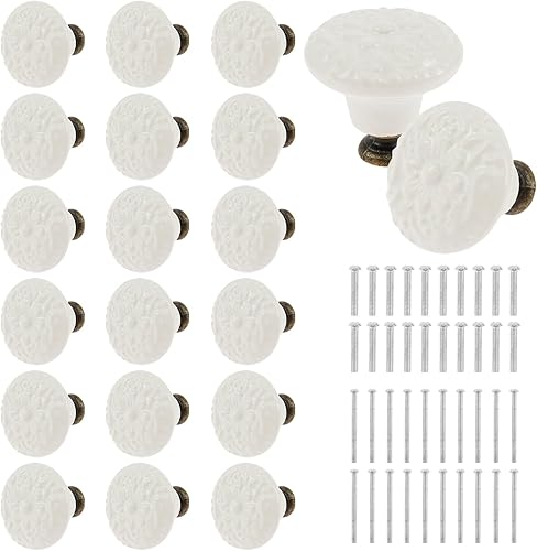 Set di 20 bottoni in ceramica vintage per cassetti, decorativi con viti, multiuso, per porte e treni, per la scrittura (blu) - Honorern