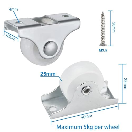 12 Pezzi Rotelle per Mobili Piccole 25mm Rotelle con Piastra Metallica Ruote in Plastica con Movimento Morbido Ruota Rotelle per Mobili per Ruote Carrello Mobile Cassetta degli Attrezzi - Honorern