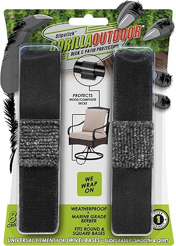 Slipstick GorillaOutdoor CB5046 - Protezioni per pavimenti con base a slitta per mobili con gambe e basi tubolari (confezione da 8), cuscinetti avvolgenti per mobili per esterni o interni, nero/grigio - Honorern