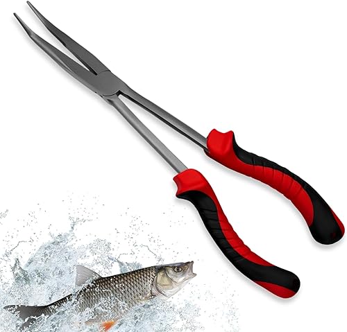 Pinza da pesca con gancio: 28 cm, pinza di sgancio, pinza per pesca, accessori per la pesca curva, forbici da pesca utilizzate per la cattura di pesci predatori, set di pinze a lunga portata – - Honorern