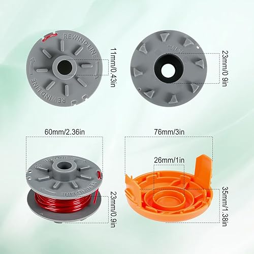 Bobina di ricambio per decespugliatore, compatibile con Gardena Turbo Trimmer SmallCut articolo 2401, 0,063'/1,6 mm per bobina 5364-20, con copertura 05328-20 (4 pezzi) - Honorern