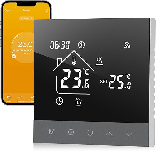 Termostato WiFi per Riscaldamento Dell'acqua,Tuya Intelligente Termostati Ambiente Programmabile Digitale Touchscreen per Riscaldamento a Pavimento Compatibile con Alexa3A TS4G - Honorern