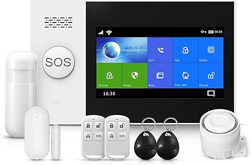 PGST Sistema di allarme antifurto per la casa e l'appartamento, 8 pezzi, WIFI + GSM, con contatto porta/finestra, rilevatore di movimento, funziona con Alexa e Google per la casa - Honorern