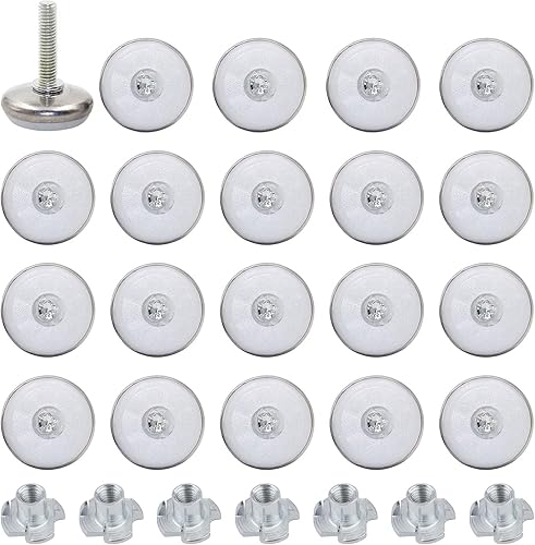 INCREWAY 20 piedini M6 per mobili con fondo bianco per tavolo e sedie, livellatori per mobili con gambo filettato, dadi a T - Honorern