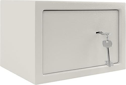 Cassaforte per mobili con serratura a doppia barba, cassaforte per chiavi, cassaforte con chiudibile, per casa, ufficio, hotel, 35 x 31 x 50 cm, colore bianco - Honorern