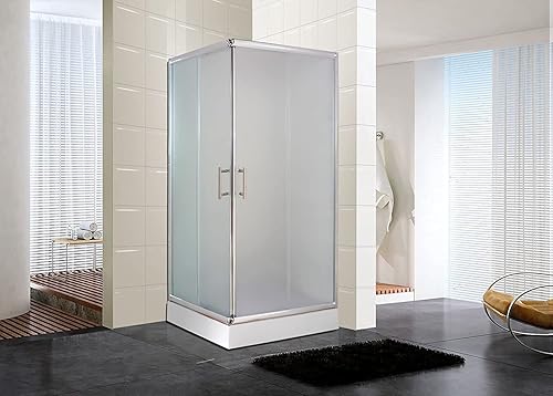 BOX DOCCIA QUADRATO KARMEN 80X80 CON CRISTALLO 6mm TRASPARENTE oppure OPACO (OPACO) - Honorern