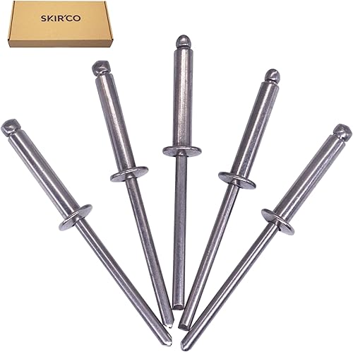 SKIR'CO Confezione da 30 rivetti ciechi in acciaio inox, 4,0 x 20 mm, testa a cupola, rivetti pop, DIN 7337, A2 (30, 4,0 x 20 mm) - Honorern