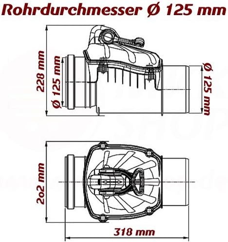 Valvola anti-ritorno per tubo di scarico, Ø 110 125 160 200 mm - Honorern
