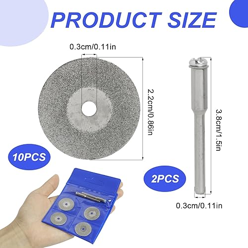 Mini Dischi Diamantati, 10 Pcs 22 MM Disco Diamantato da Taglio per Vetro con 2 Pcs core Albero, Lame per Seghe Circolari, Diamond Cutting Wheel per Legno, Alluminio, Plastica, Metall - Honorern