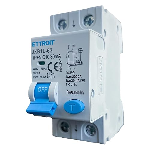 Interruttore Magnetotermico Differenziale, 1P+N 10A 6kA 30mA 220V, Occupa 2 Moduli DIN - Honorern