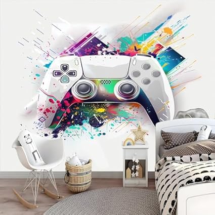 Carta da parati Gamepad Graffiti 200x140 cm Fotomurali Murale alla moda Decorazione da Muro Poster Gigante Design Carta per pareti Ornamento - Honorern